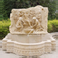 Hand Carved Beige Apollo Outdoor Marble Wall Fountain